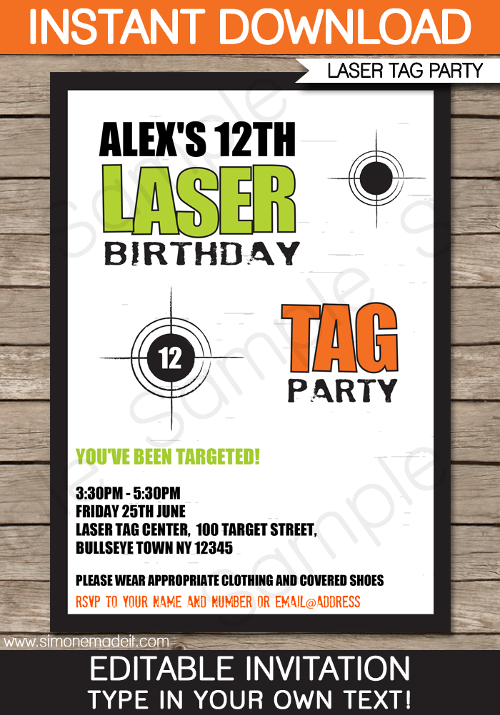 Free Printable Laser Tag Invitations