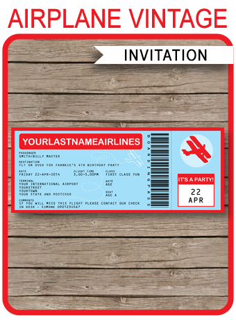 Airplane Boarding Pass Template Airplane Boarding Pass Invitations Template | Birthday Party