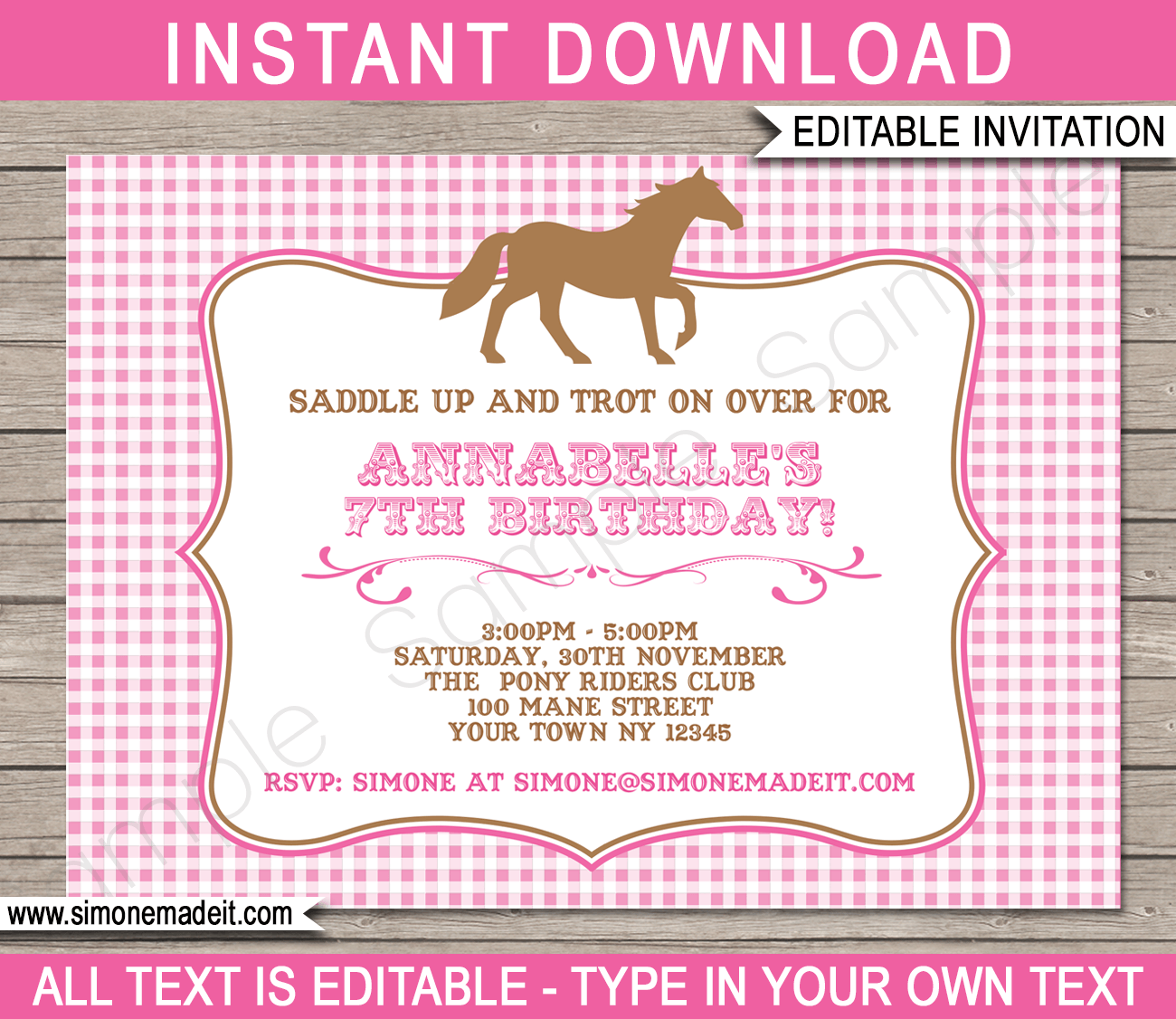 Pony Party Invitations Free Printable