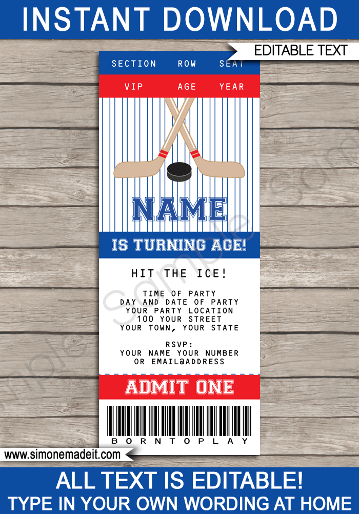 Hockey Birthday Invitation Templates Free