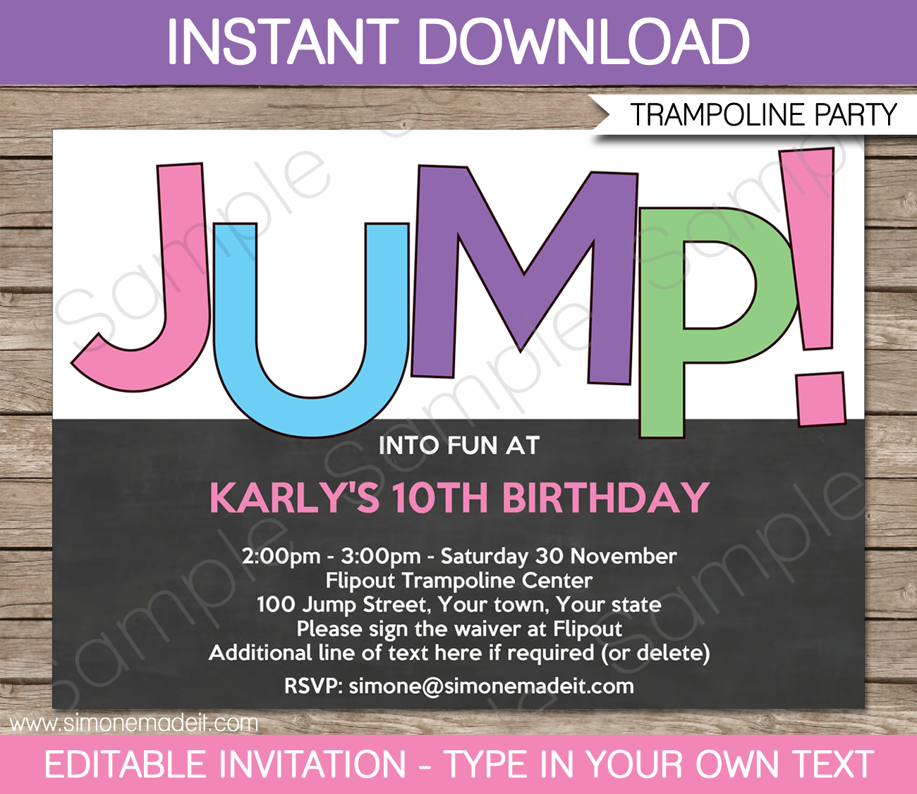 Trampoline Birthday Party Invitations Invitation Template