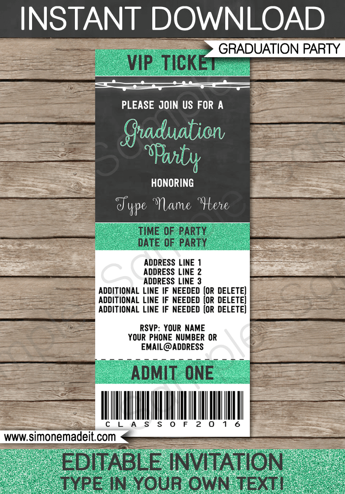 Printable Graduation Ticket Template Printable Graduation Ticket Template