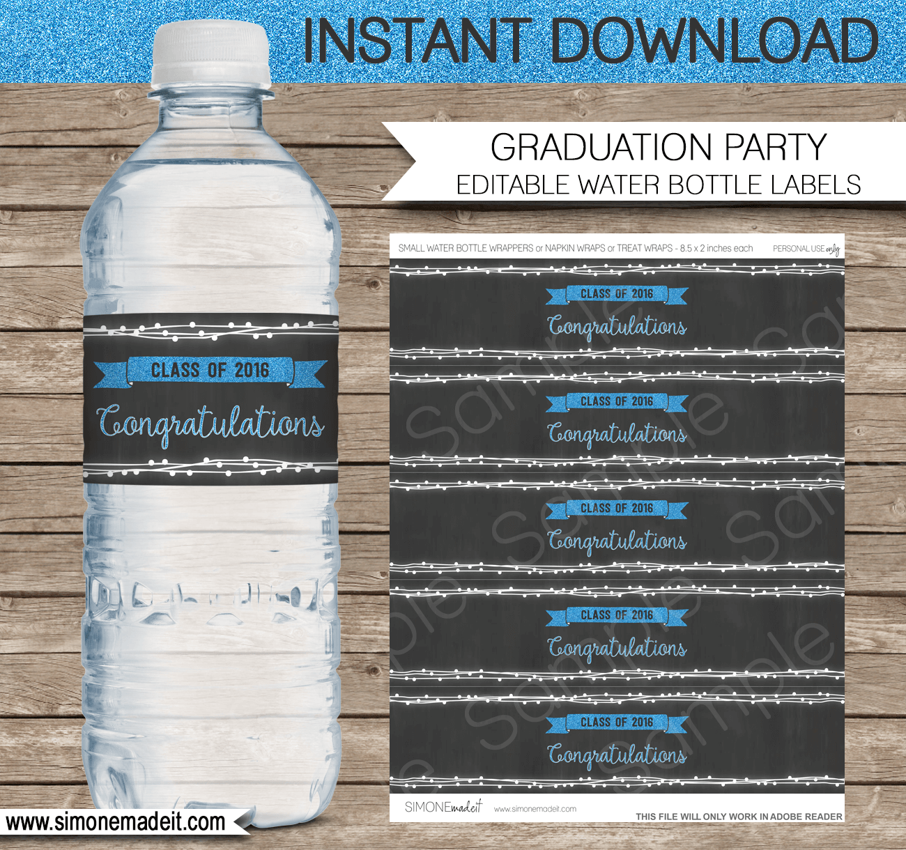 Printable Graduation Party Water Bottle Labels Decorations