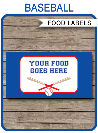 baseball party food labels place cards print ticket template