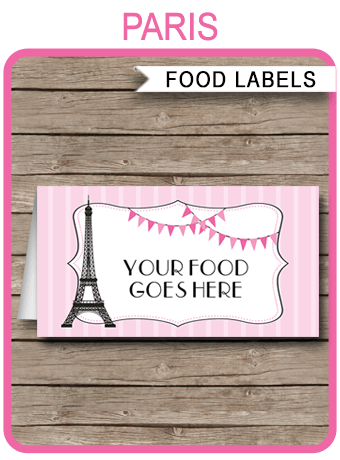 paris party food labels place cards template for printing place cards