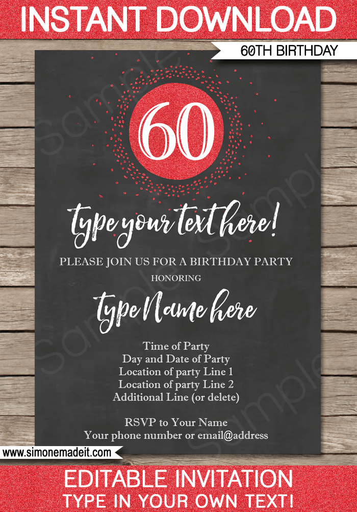 60th-birthday-invitations-template-chalkboard-red-glitter
