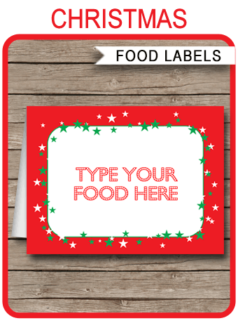 Christmas Party Food Labels | Place Cards | Christmas Decorations