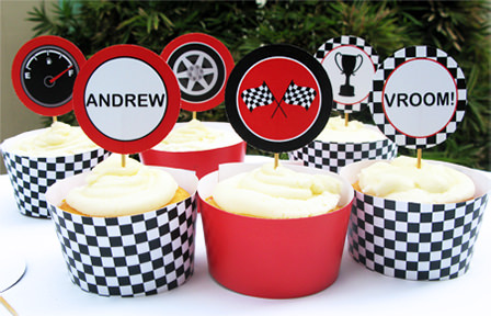 Race Car Party Cupcake Toppers