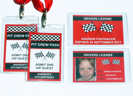 Race Car Party Drivers Licenses | Pit Crew Passes | Printable Templates