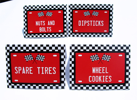Race Car Party Food Labels | Printable Template