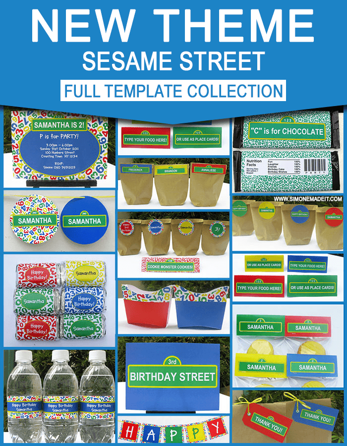 Sesame Street Birthday Party Printables - Editable Templates