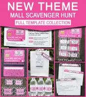 Mall Scavenger Hunt Birthday Party Printables - Editable Templates