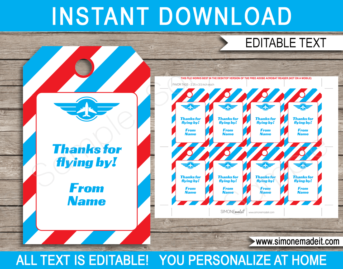 airplane party favor tags | printable template