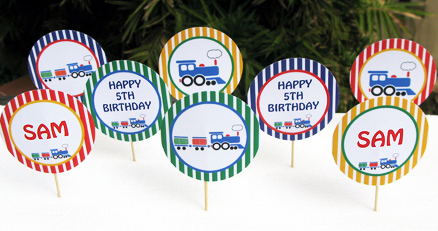 Train Birthday Party Cupcake Toppers | Printable Template