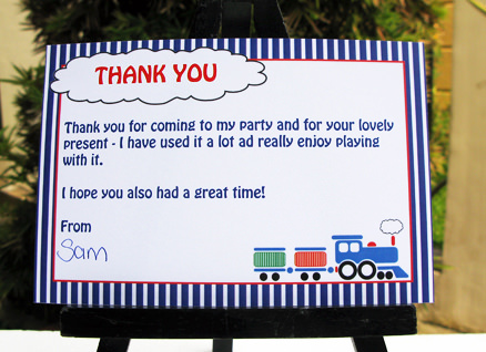 Train Birthday Party Thank You Notes | Printable Templates