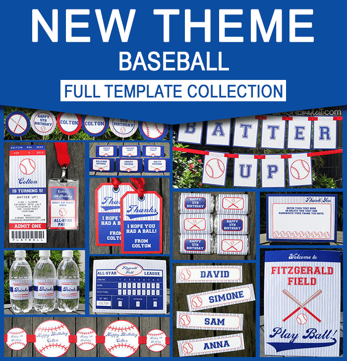 Baseball Birthday Party Printables - Editable Templates