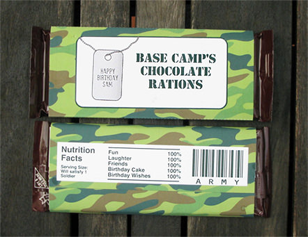 Camo Army Birthday Party Candy Bar Wrapper | Printable Template