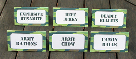 Camo Army Birthday Party Food Labels | Printable Template