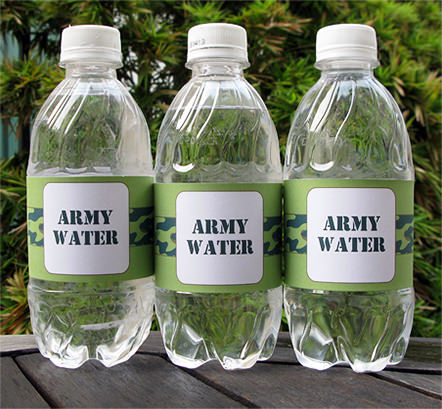 Camo Army Birthday Party Water Bottle Labels | Printable Template