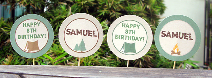 Camping Party Cupcake Toppers | Printable Template