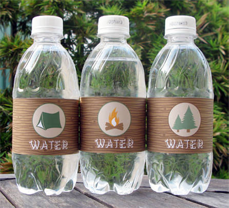 Camping Party Water Bottle Labels | Printable Template