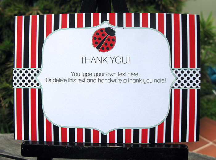 LADYBUG birthday party thank you notes