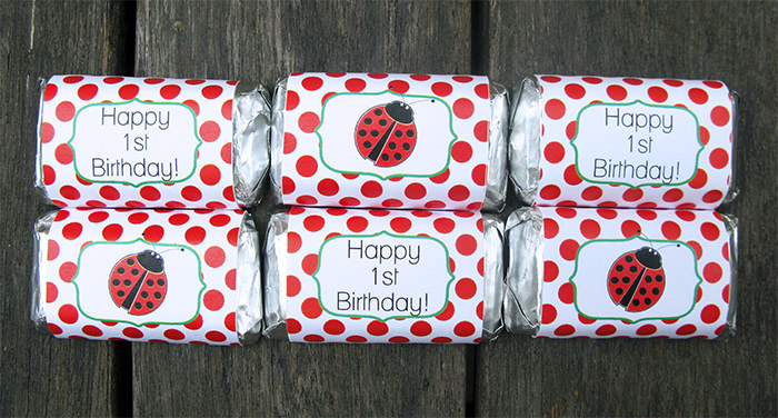 Ladybug Birthday Party Candy Wrappers