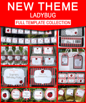 Ladybug Birthday Party Printables - Editable Templates