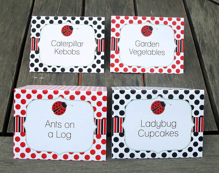 Ladybug birthday party food labels