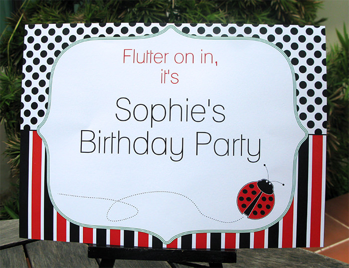 Ladybug birthday party welcome sign