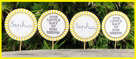 Sunshine Birthday Party Cupcake Toppers | Printable Template