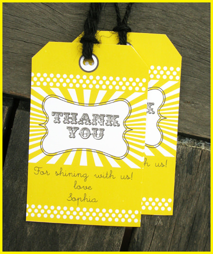 Sunshine Birthday Party Favor Tags | Printable Template