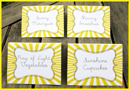 Sunshine Birthday Party Food Labels | Printable Template