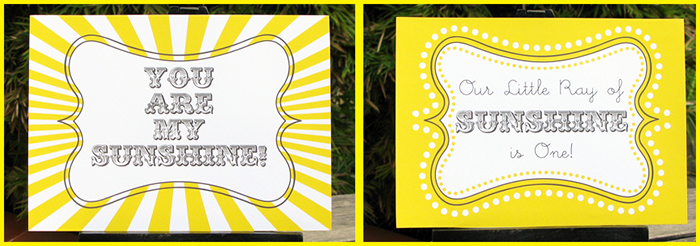 Sunshine Birthday Party Signs | Printable Template