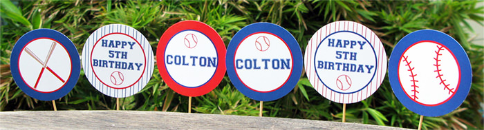 baseball birthday party cupcake toppers