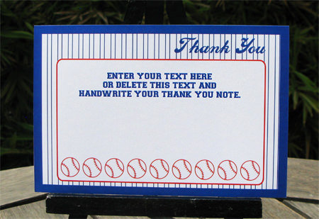 baseball birthday party thank you notes | printable template