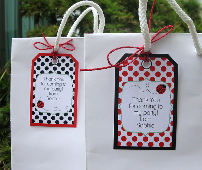 ladybug birthday party favor tags