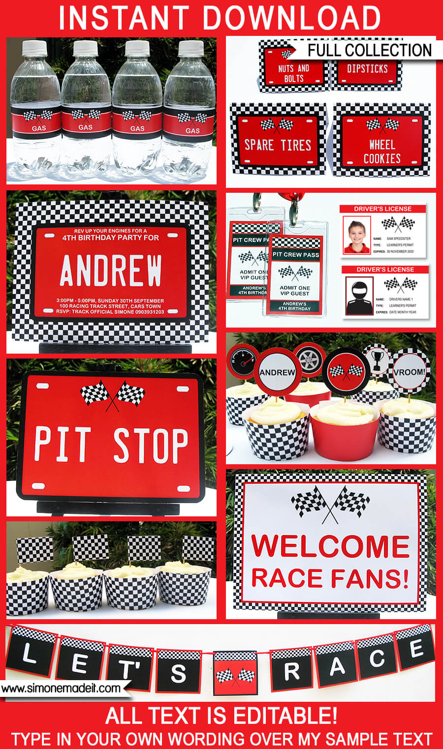 Pit Crew Pass Template Printable Race Car Theme Birthday