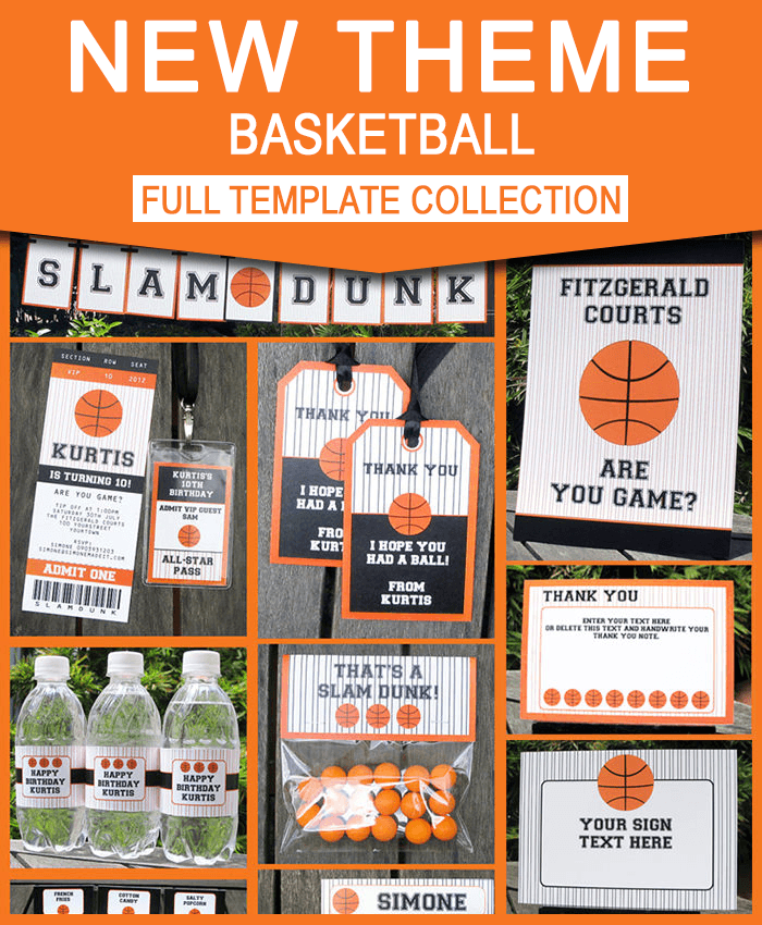 Basketball Birthday Party Printables - Editable Templates