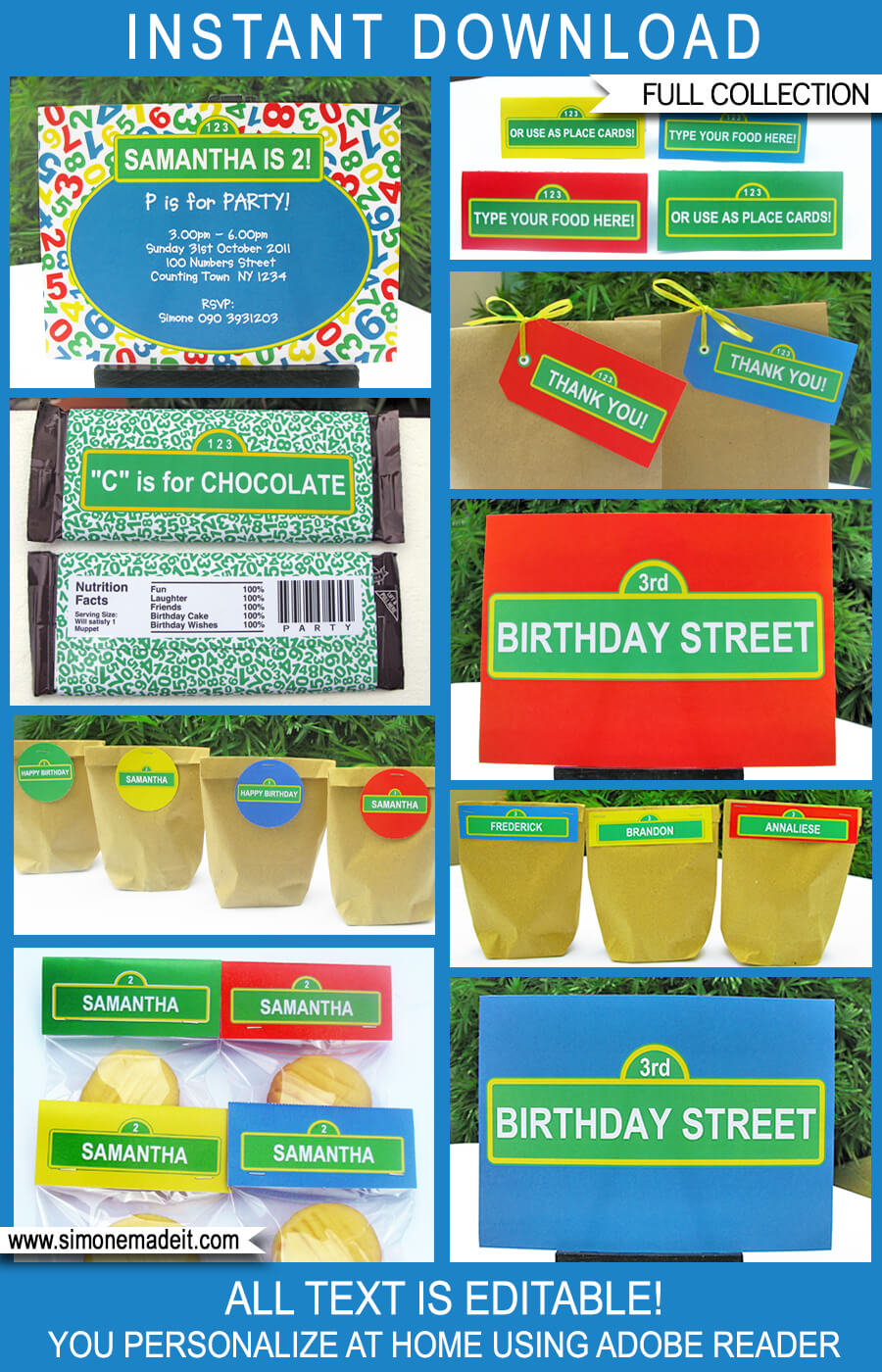 Sesame Street Party Printables, Invitations & Decorations | Editable Birthday Party Theme Templates | INSTANT DOWNLOAD $12.50 via SIMONEmadeit.com