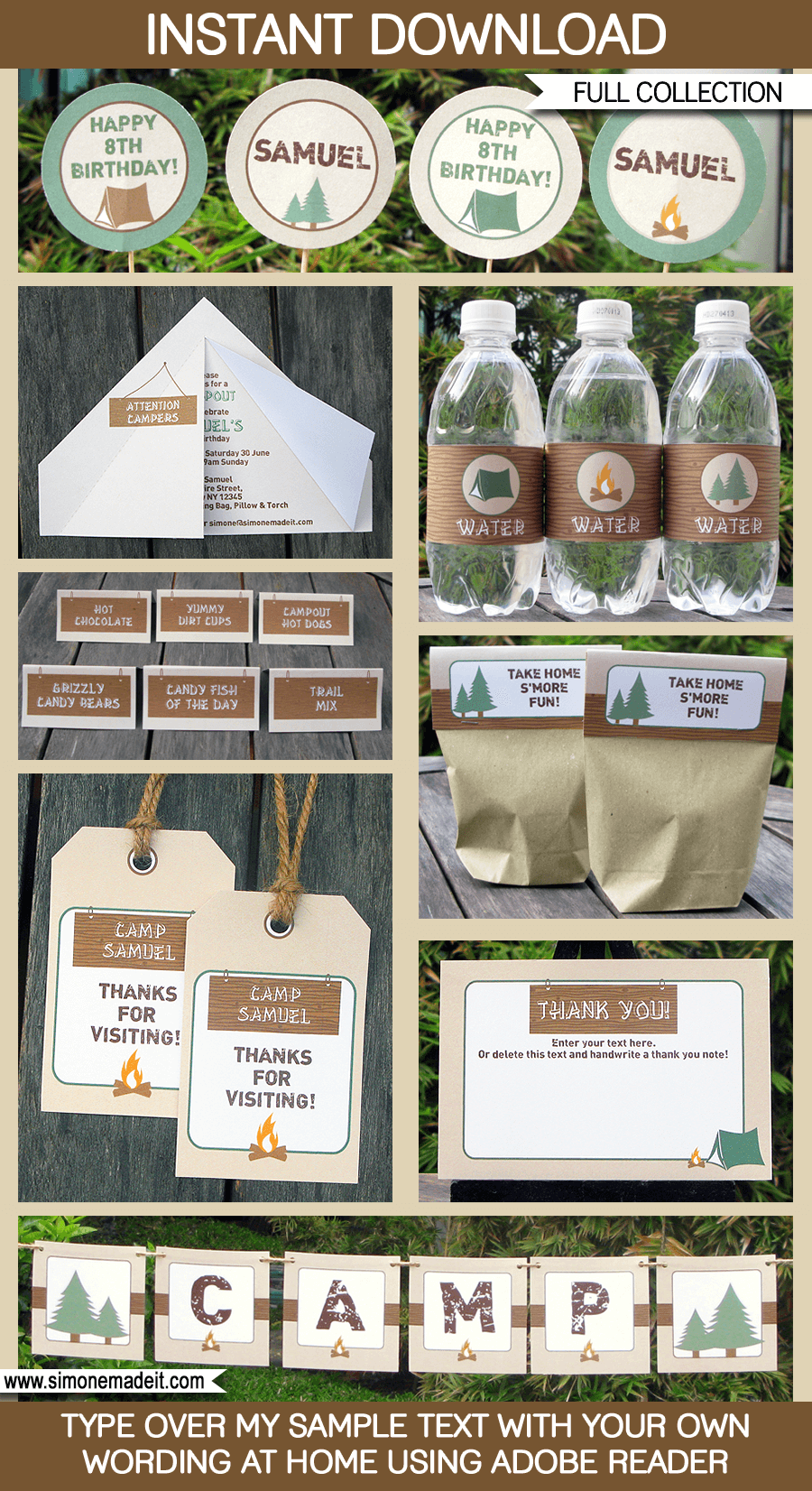 Camping Party Printables, Invitations & Decorations