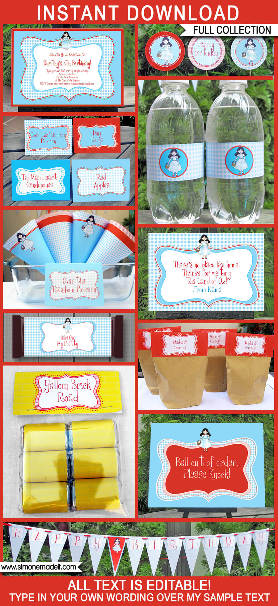 Wizard of Oz Party Printables, Invitations & Decorations | Editable Birthday Party Theme Templates | INSTANT DOWNLOAD $12.50 via SIMONEmadeit.com