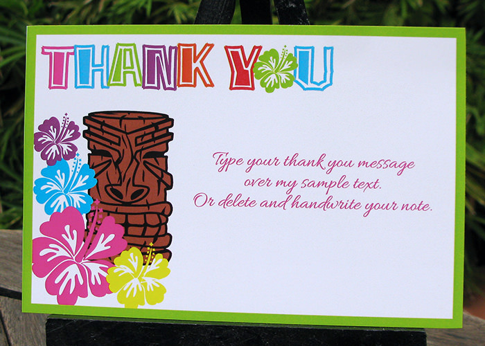 Luau Birthday Party Thank You Notes | Printable Template