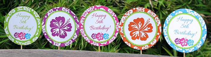 Luau Birthday Party Cupcake Toppers | Printable Template