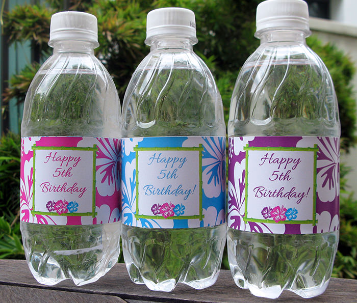 Luau Birthday Party Water Bottle Labels | Printable Template