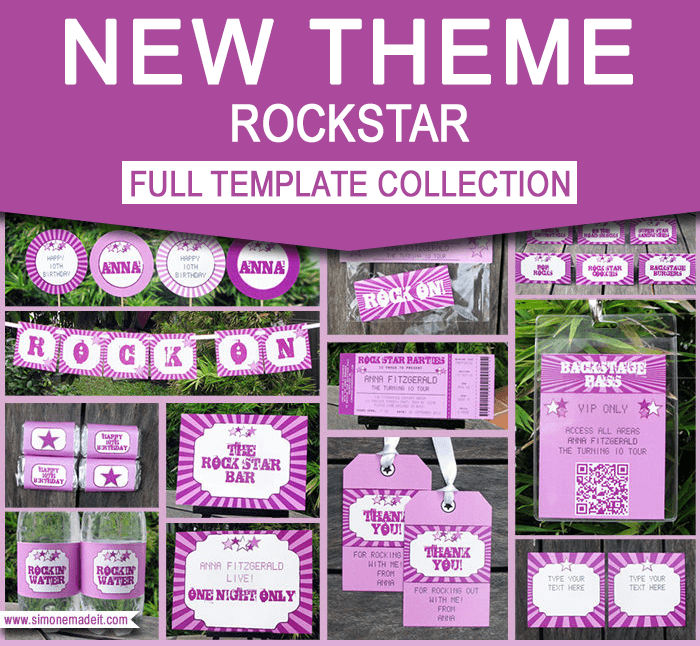 Rockstar Birthday Party Printables - Editable Templates