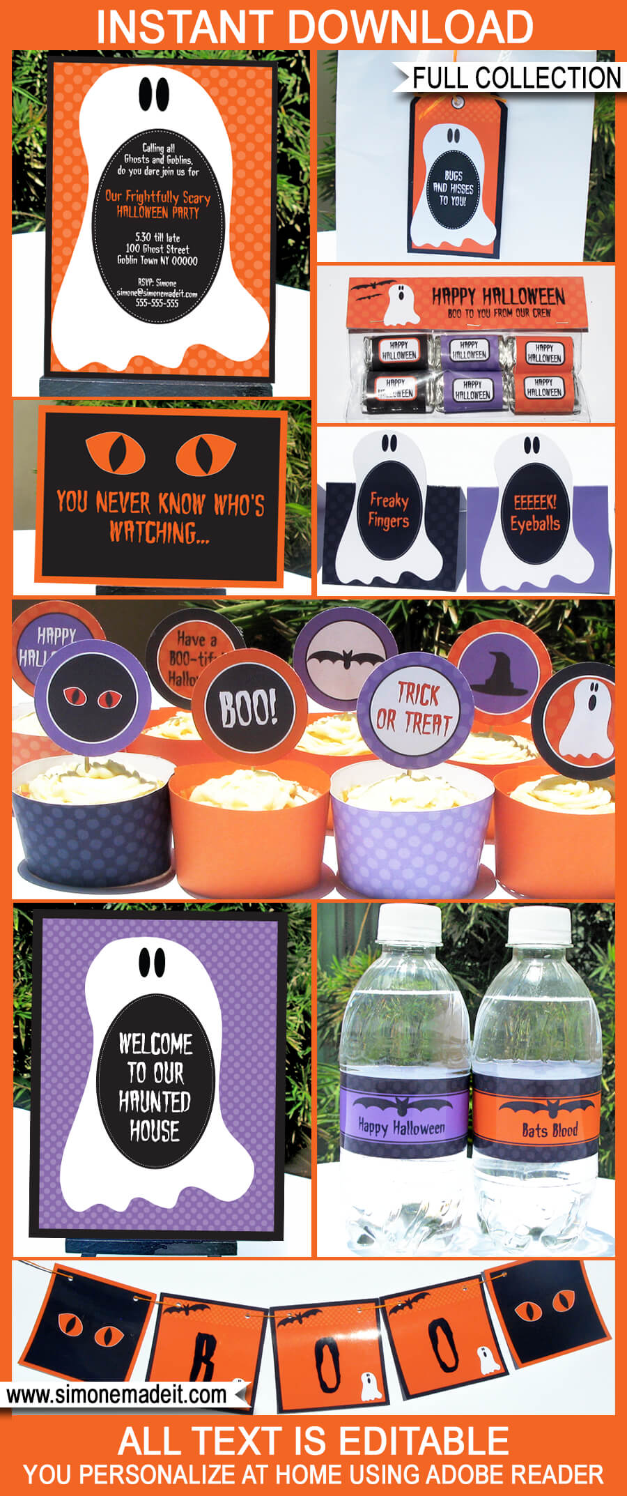 Halloween Party Printables, Invitations & Decorations | Editable Birthday Party Theme Templates | INSTANT DOWNLOAD $9.00 via SIMONEmadeit.com