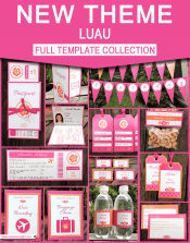 Luau Birthday Party Printables - Editable Templates
