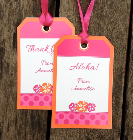 Luau Birthday party favor tags