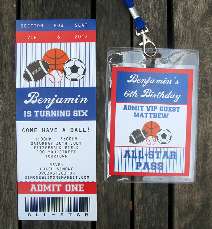 All Star Ticket Invitations | All Star Passes | Printable Template